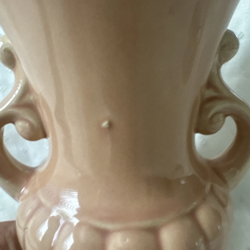 Vintage Mid-Century Modern Style Pink Peach Ceramic Vase, Made in USA