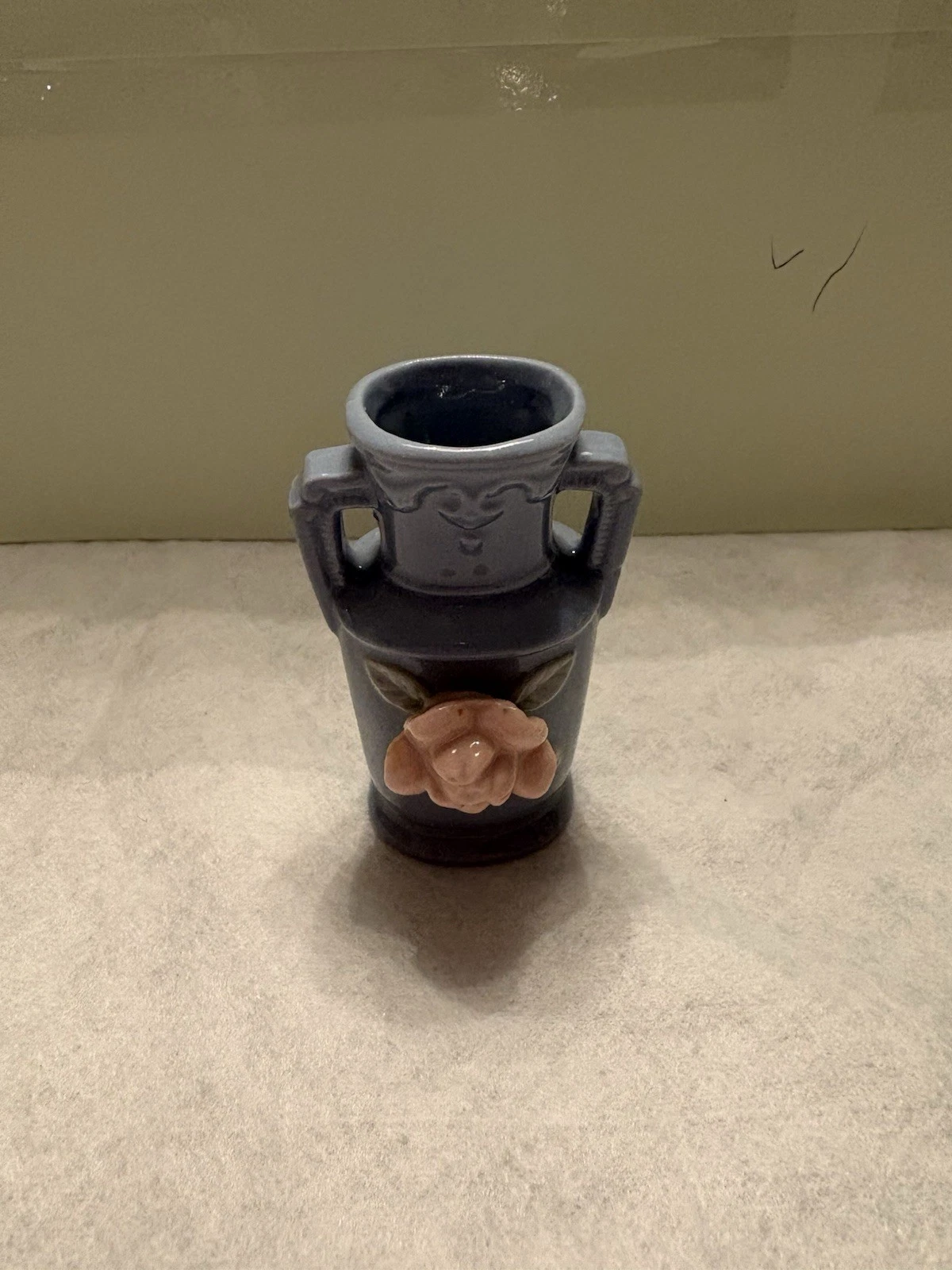 Vintage Miniature Blue Ceramic Vase, Made in Occupied Japan, 2.5 Inch